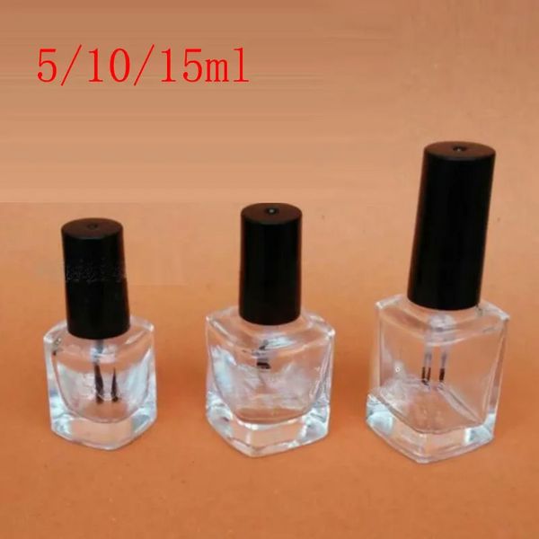 Neue leere transparente Glasnagellackflaschen Bürstendeckel kleine Glasflasche für Nagelkunstbehälter für ätherisches Öl