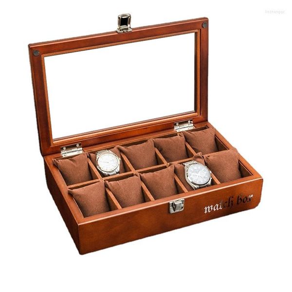 Смотреть коробки роскошные деревянные коробки организатор 10 слотов отображает винтажное хранилище для мужских часов.