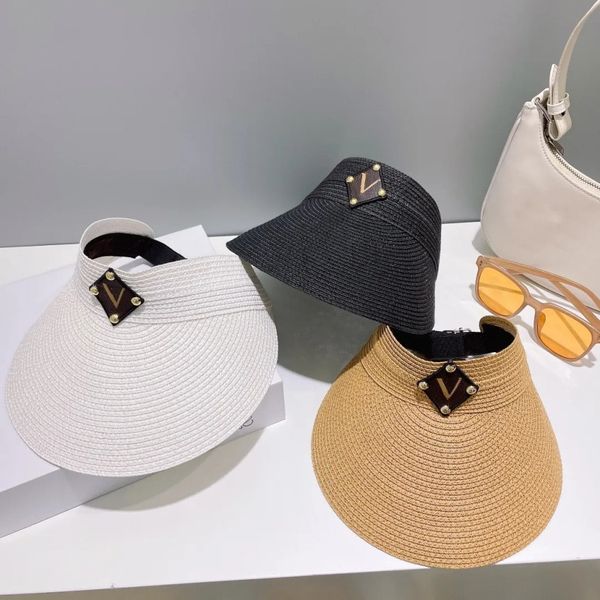 Дизайнерские большие козырьки для мужчин женские модные пляжные обычные солнечные солнечные насыпают вязаная шляпа