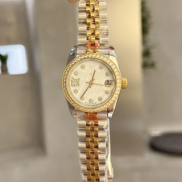 Orijinal Ambalaj Yüksek Kalite Otomatik İzle Yeni 18K Gold Watch Band Diamond Ring 31mm Dial Otomatik Moda Kadın Otomatik İzleme 2023