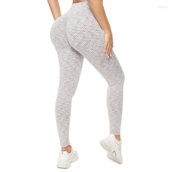 Pantaloni attivi Vita alta Push Yoga Donna colorato a nido d'ape Jacquard Fitness Sport Corsa all'aperto Leggings ad asciugatura rapida XS-XXXL