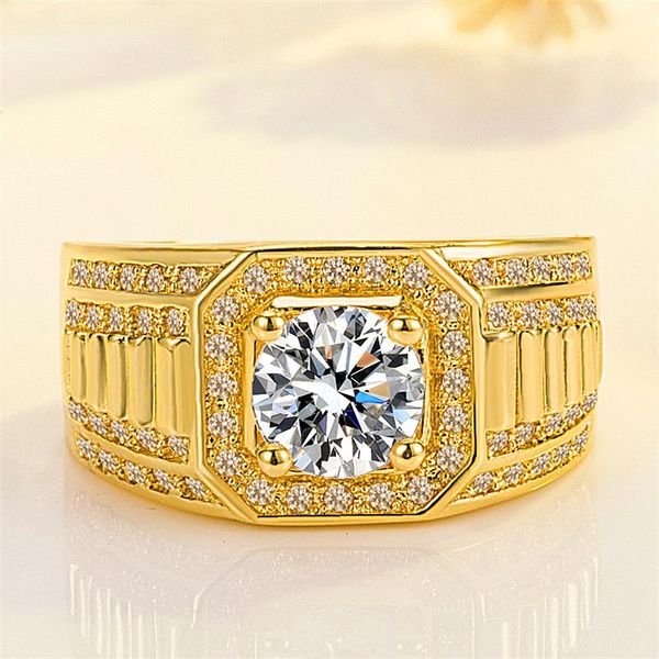 Кластерные кольца ювелирные ювелирные изделия мужское желтое золото.