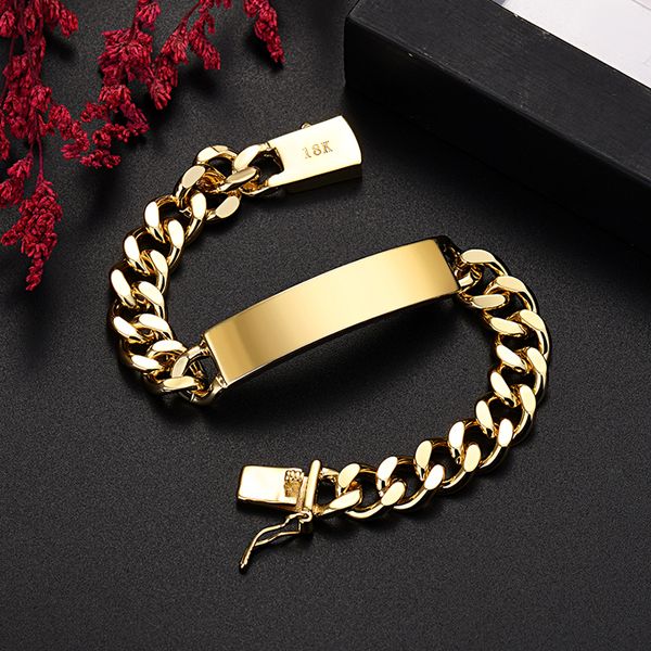 Pulseiras de corrente de ouro por atacado de 18k de 18k para homens para homens de alta qualidade Jewelry Wedding Party Christmas Gifts 20cm 230508