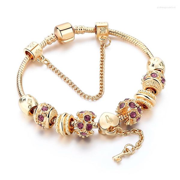 Braccialetti di fascino Yada 2023 Trendy Gold Color Key Bangles per donne Bracciale di gioielli cristallini fai -da -te Bracciale BT200368