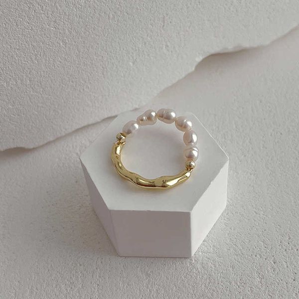 Anéis de banda 2023 Nova Coréia do Sul Barroco de Água Doce Fresh Pérola Moda de Luxo Elegante Bohemia Ring Ringue de dedo Z0509