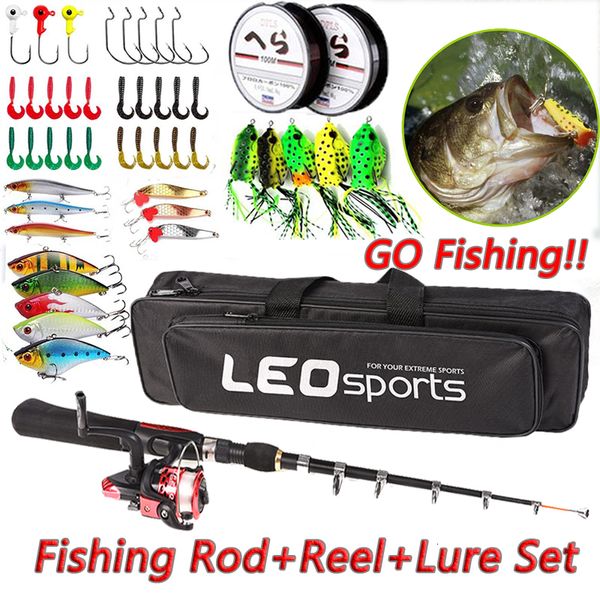 Acessórios de pesca Rod kits completos com 1 6m de mar telescópico e bobina de giro Baits Lure Set Travel Gear Saco 230509