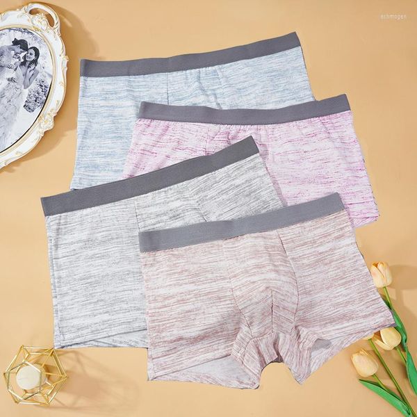 MUITOPANTES 3PCS/LOT Men's Print Panties Fashion Lingerie Plus Size Boxershorts Buns de cueca respirável Briefas sexy boxers