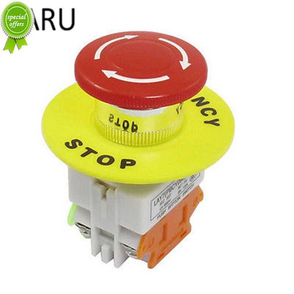 Novo tampa vermelha de cogumelo 1No 1nc DPST Stop Push Buttern interruptor de botão AC 660V 10A Equipamento elevador elevador de elevador trava self -bloqueio