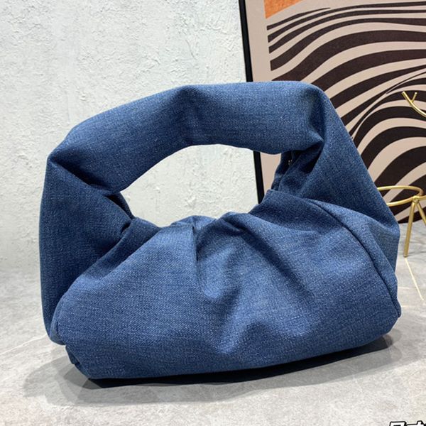 Botteg Venetas Venettaly Borse all'uncinetto Denim Best di qualità BASSE BASSE BASSE DESIGNER BRUST CRIVUTO DONNA DONNA DONNA CROissant Weave Borse di nuvole Blue Canvas Lady