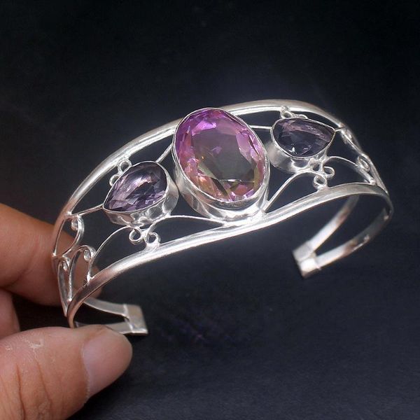 Armreif Hermosa Schmuck Dichroitisches Glas PurpleAmethyst Silber Farbe Mode Ankunft Offene Manschette Für Frauen 20234594