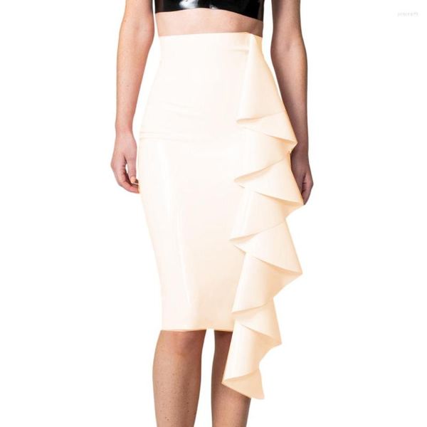 Gonne Elegante Sexy Vinly PVC Bandage Skirt Laciness Hobble Wraps Matita Madi Workwear Office Ladies Club Party Gothic 7XL