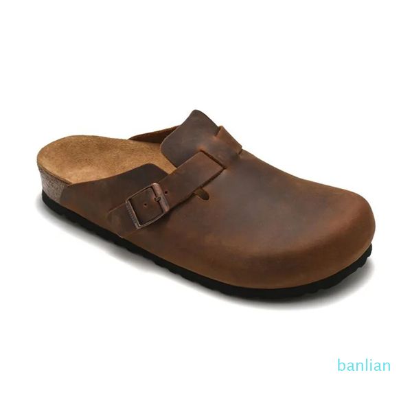 Boston Sandals кожаная сумка головка натягивает пробковые замшевые дизайнерские слайды осенние зимние туфли классическая коричневая коричневая черная мода