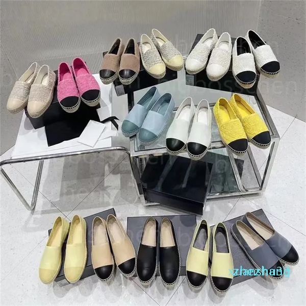 Scarpe di tela 2023 mocassino espadrillas vera pelle firmata pelle d'agnello Estate primavera Appartamenti taglia 34-42 Scarpe da donna comode casual rilassate punta di lusso