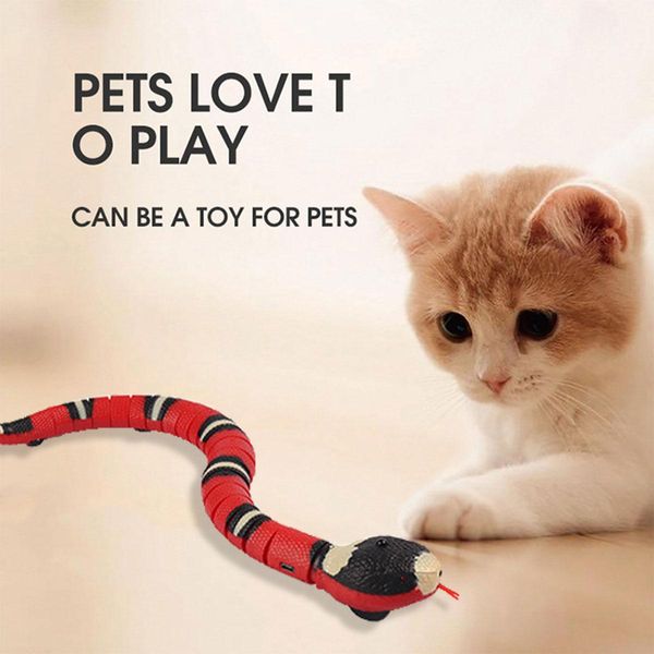 Giocattoli Giocattolo interattivo per gatti con sensore intelligente Giocattolo interattivo per gattini elettronici automatici 3D cobra serpente realistico