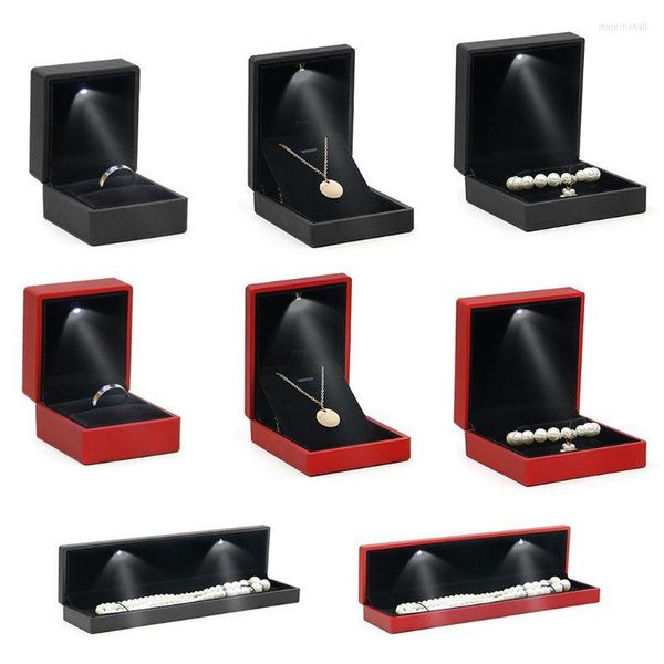 Bolsas de jóias Moda LED Colar Light Chain Chain Box Bracelet Display para Case Presente 40GB