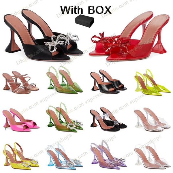 neu Amina muaddi Sandalen schwarz rot Designer-Sandale PVC Wine Cup High Heels Schuhe Begum Schleife Kristallverzierte Schnalle spitzte Toesl Sonnenblume dhgate Schuhe Sommer