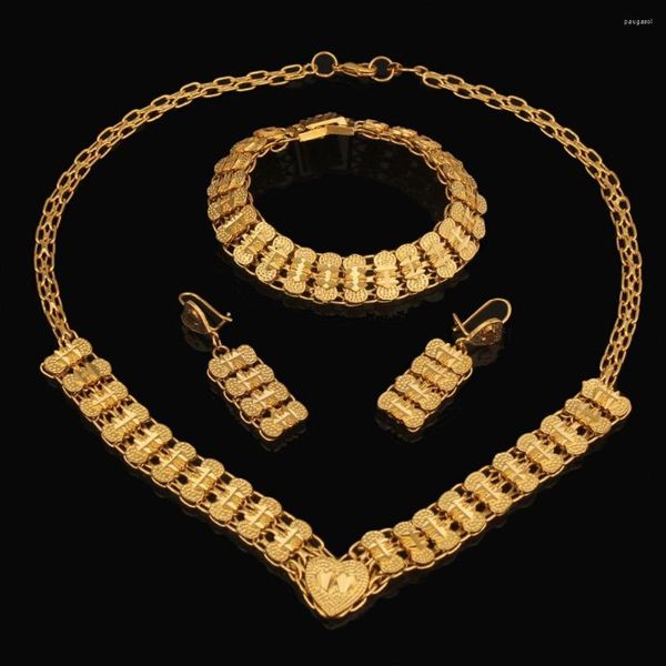 Серьги ожерелья устанавливают традиционные эфиопские браслеты с серьгами18 тысячи золотых ювелирных украшений африканские свадебные наборы
