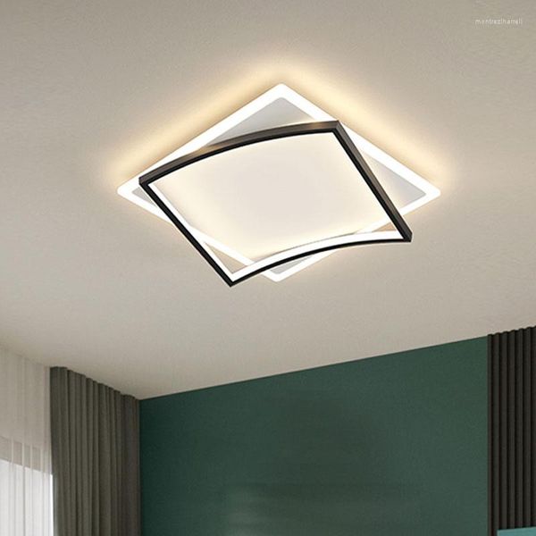 Plafoniere Camera da letto moderna Lampada a LED Nordic Gold Black Square Illuminazione per soggiorno Sala da pranzo Studio Home Decor Indoor Smart