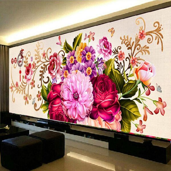 Stitch Qianzehui Diy Home и Blossom Rich Peony Emelcodery Round Diamond Full Afinestone Diamond Painting Cross Stitch