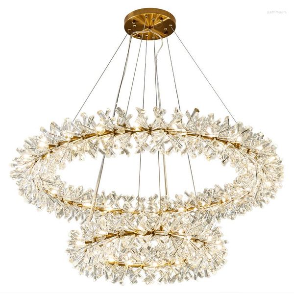 Lustres nórdicos lustre de cristal de luxo nórdico 40 60 cm de luminárias de decoração de sala de estar de anel