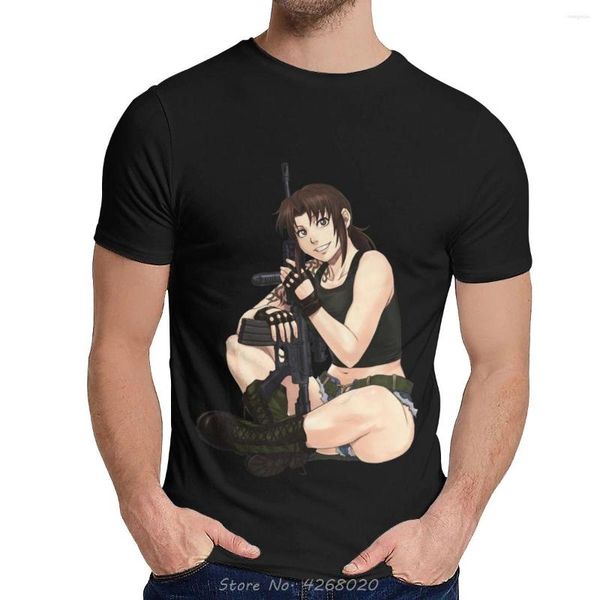 As camisas masculinas Revy da Black Lagoon Anime T-shirt masculina elegante camisa de algodão moda o-pescoço hip hop camist tees harajuku