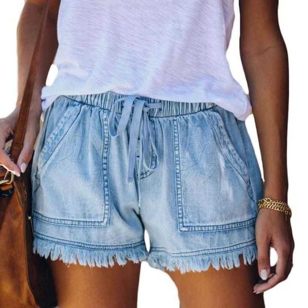 Frauen Shorts 2023 Neue Hohe Taille Elastische Taille Beiläufige Hohe Taille Dünne Shorts Jeans Sommer Frauen Lose Gerade Shorts Frauen Kleidung AA230508