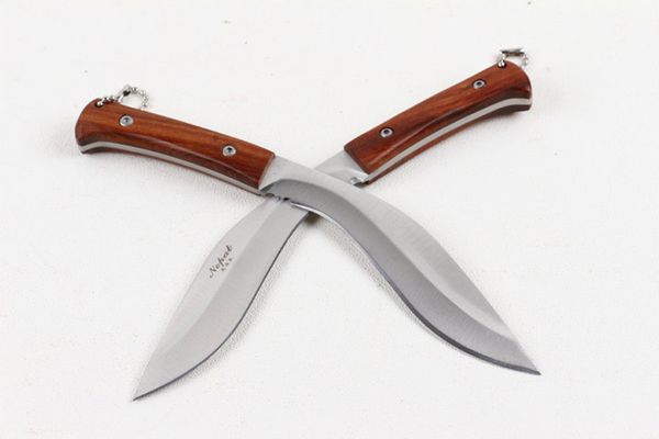 Offerta speciale Coltello piccolo machete 440C Lama satinata Manico in legno pieno Tang Coltelli a lame fisse Coltelli da campeggio all'aperto Escursionismo Pesca Coltello da sopravvivenza con guaina in nylon