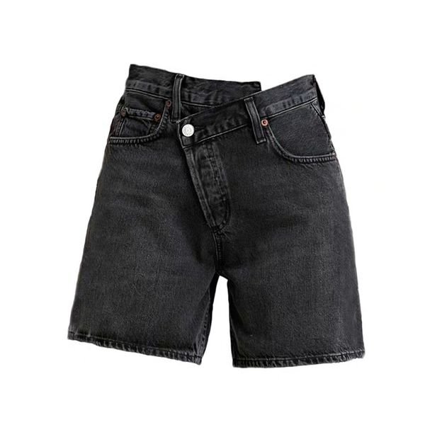 Shorts femininos assimétricos de cintura alta, shorts jeans moda selvagem verão senhora 230508