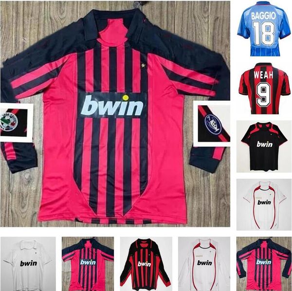 Fußball 2006 2007 AC S Kaka Inzaghi Retro Fußball Gattuso Trikots 06 07 08 Pato Cafu Maldini Nesta 2008 Pirlo Seedorf Ronaldo Vintage Classic Shirt