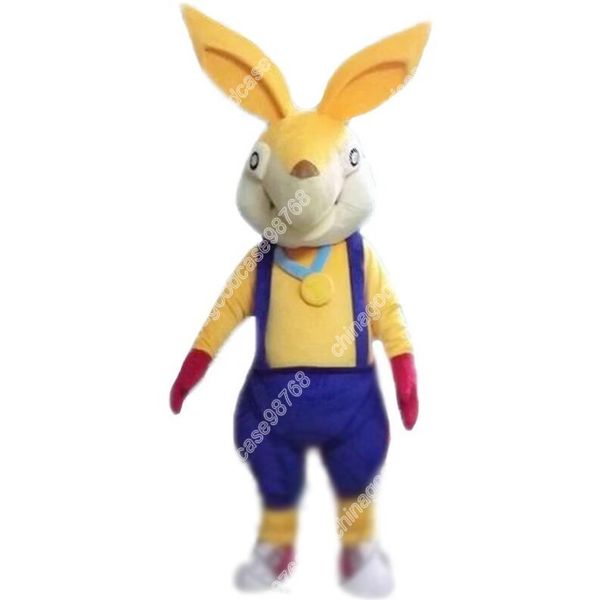 Costume da mascotte di coniglio giallo Costume da cartone animato Fursuit Outfit Party Dress Up Activity Walking Animal Clothing Halloween