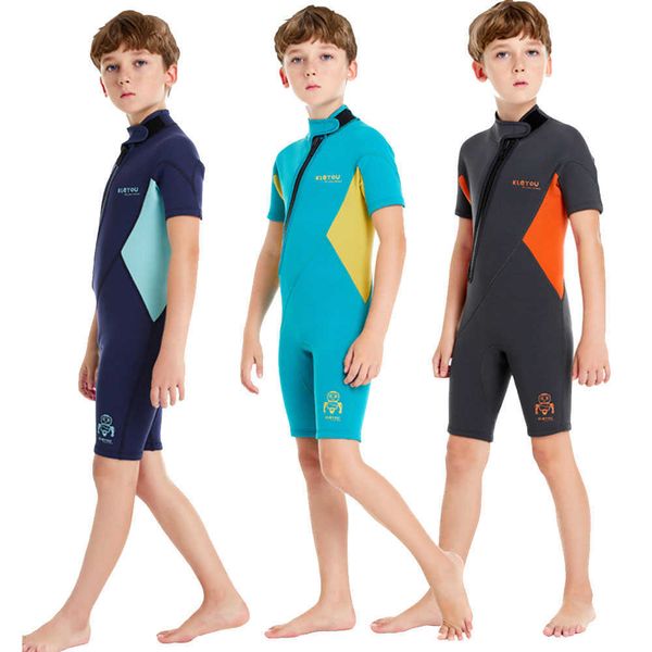 Kinderbadebekleidung 1,5 mm Kinder Neoprenanzüge Bademode Jungen Mädchen Neopren Tauchanzüge Kurzarm Surfen Kinder Rash Guards Schnorcheln One Pieces P230509