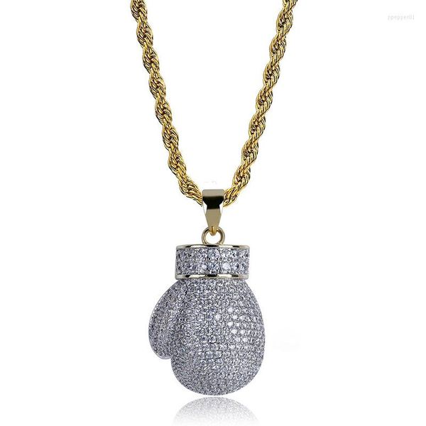 Anhänger Halsketten Hip Hop 3A CZ Stein gepflastert Bling Iced Out Boxhandschuh Anhänger für Männer Rapper Schmuck Tropfen Geschenk