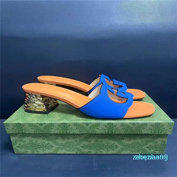 2023-pelle tacco medio donna sandali pantofole designer moda donna appartamenti fibbia alla caviglia suola in gomma muli estate spiaggia scarpe da sposa sexy 34-42