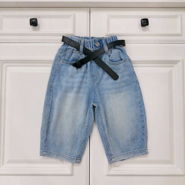 23ss Shorts jeans Shorts de praia Kid Shorts roupas de grife para crianças Shorts casuais com cintura de cinto Elástico Calças estampadas com bolso traseiro Roupas infantis de alta qualidade