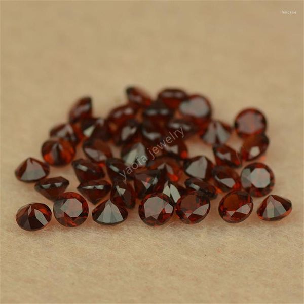 Perline Vendita 0.8mm-5mm Rosso Scuro Granato Naturale Pietre Preziose Sciolte Forma Rotonda Taglio Brillante Gemme di Pietra Per Creazione di Gioielli FAI DA TE