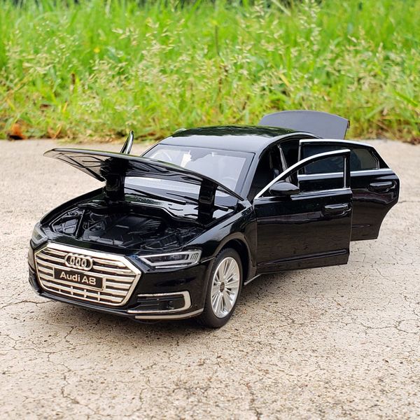 Diecast Model 1 32 AUDI A8 Alloy Car Model Diecast Toy Vehicles Metal Toy Car Model High Simulation Sound and Light Collection Kids Toy Gift 230509