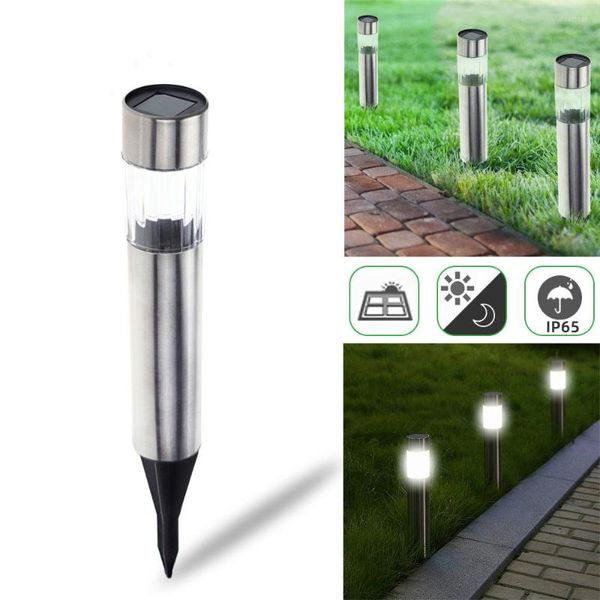 Luci solari a LED per esterni Luci da giardino in acciaio inossidabile Luce calda bianca/multipla Decorazione paesaggistica Lampada da prato