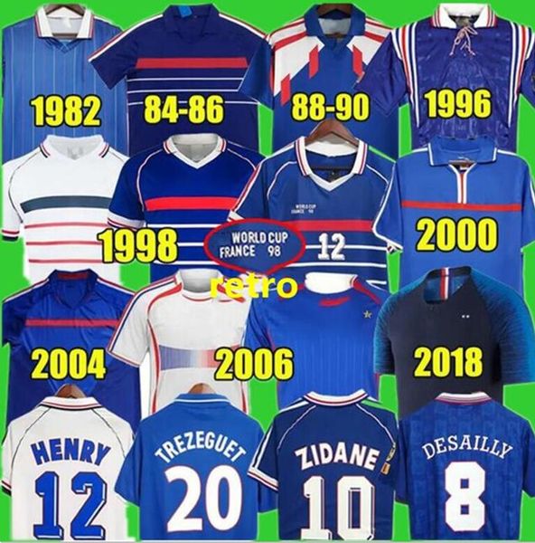 1982 1996 1998 2002 2010 Dünya Kupası Retro Futbol Formaları Maillot De Foot Vintage Zidane Henry 82 83 02 Üniformalar Futbol Gömlek