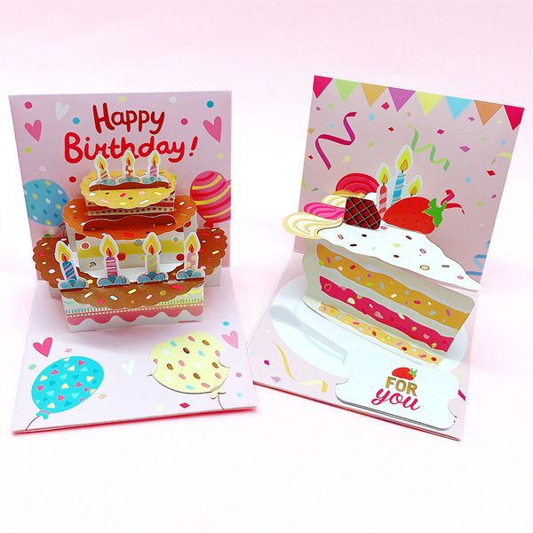 3D Cake Pop-up Happy Birthday Cards Auguri di compleanno per i suoi biglietti di auguri