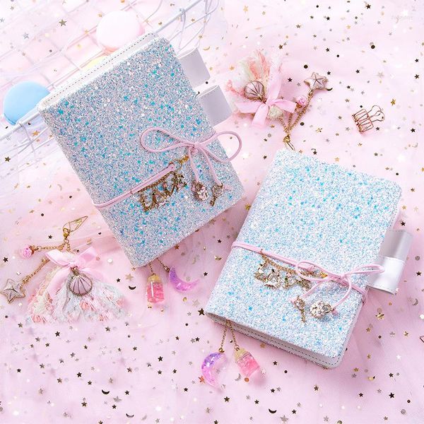 Blue Diamond Diamond Sparkling Crystal Planner Notebook Ins Style Love Stationery Bandrage A5 A6 Diário Journal Agenda Notepad Presente