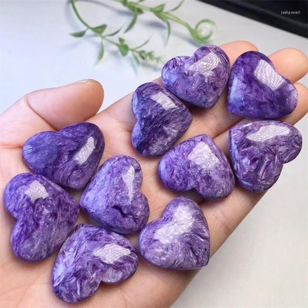 Charms 2pcs Charoite Heart Beads Spacers Jóias de pedra preciosa para fazer moda Fengshui Gift 18mm