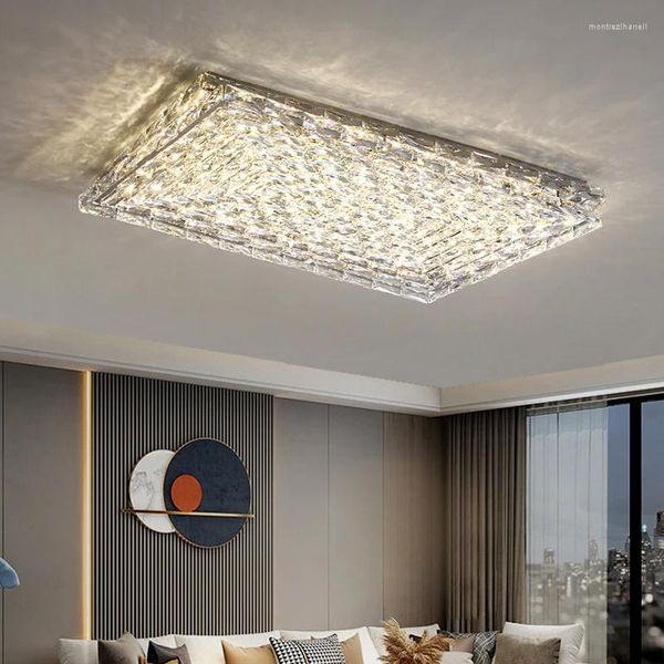 Luci soffitto in stile moderno lampada a led design di cristallo di lusso per camera da letto cucina villa el quadrato lampadario cromato cromato