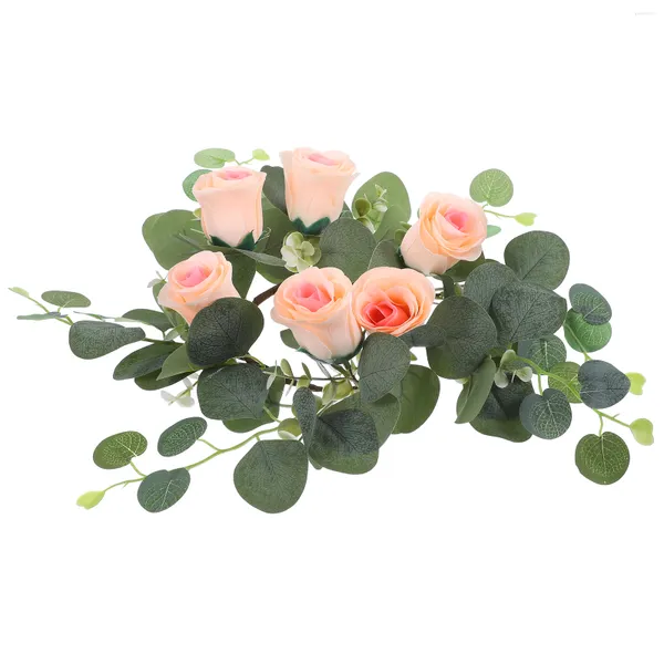 Dekorative Blumen Kerzenleuchter Girlande Blumengirlanden Dekor im amerikanischen Stil 25X25X7CM Weißes Seidentuch