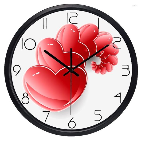 Relógios de parede Modern Red Heart Clock todos os 3sizes do escritório da família em casa silencioso Decorate Hang