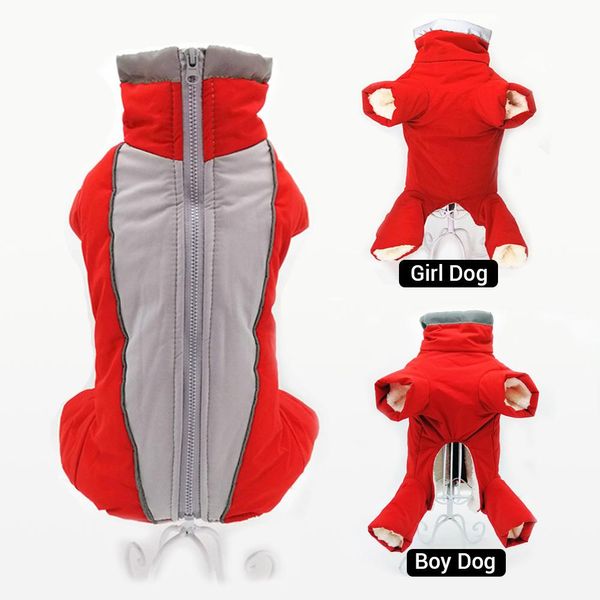 Jacken Winter Overalls für Hunde warmes wasseres wasserdichtes Haustier Jumpsuit Hosen männliche/ weibliche Hund Reflexion kleiner Hundekleidung Welpe Down Jacke