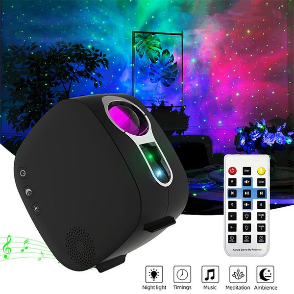 Starry Sky Projector Night Light, LED Nebula Galaxy Aurora Efeito, Controle Remoto Bluetooth, Star Moon Light for Kids Room, Party, Decoração de Casa, Campo