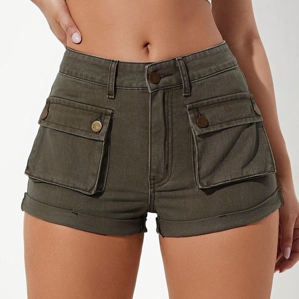Shorts femininos verão calças femininas jeans cintura alta denim dobrado hem curto velho estilo quebrado pantalones de mujer