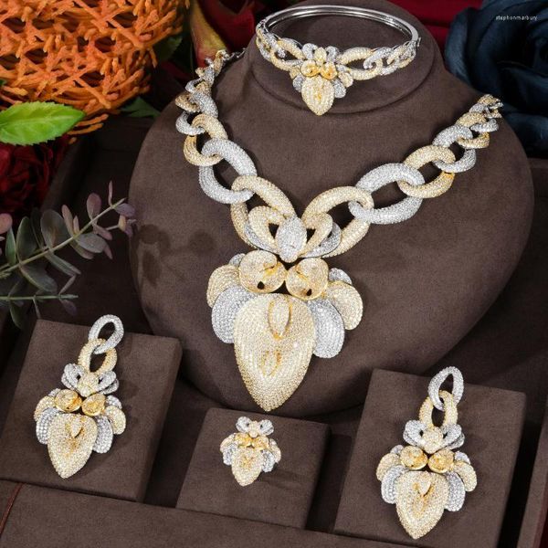 Серьги ожерелья наборы Missvikki Hiphop кубинские связи полные микроэлементы роскошные африканские ювелирные изделия для женщин для женщин свадебная вечеринка кристалл циркона