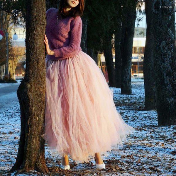 Saias Damas de dama de honra Desempenho de dança Vestido adulto tule tule fofo mulher grávida POGAÇÃO RUFFLED CRINOLINE