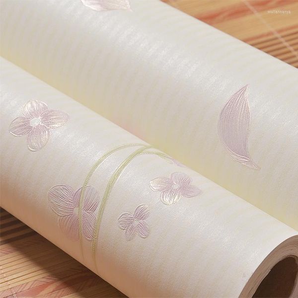 Papéis de parede Papéis de parede doces papel floral papel de parede infantil decoração de meninas casca e papers de parede de bastão decoração azul de flor amarela j103